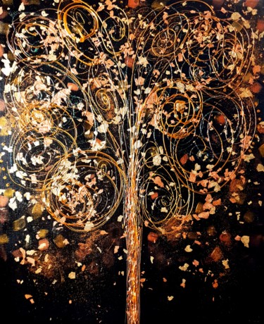 Painting titled "Arbre de Vie N°3" by Stéphanie Menard, Original Artwork, Acrylic Mounted on Wood Stretcher frame