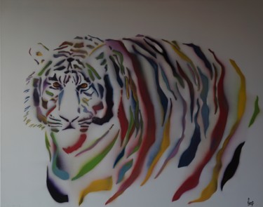 绘画 标题为“"Tigre blanc"” 由Vincent Parmentier, 原创艺术品, 模版