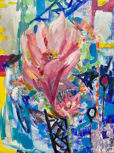 Painting titled "Fleurs de magnolia…" by Iuliia Abramoshvili, Original Artwork, Acrylic