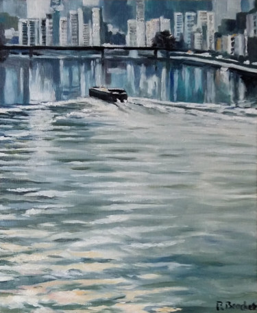 Peinture intitulée "Le fleuve" par Pascal Brachet, Œuvre d'art originale, Huile