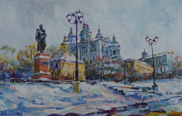 Соборный холм зимой Pittura intitolato "Соборный холм зимой" da Vladimir Kuriakov (Vladimir Kuryakov), Opera d'arte originale, Olio Montato su C…
