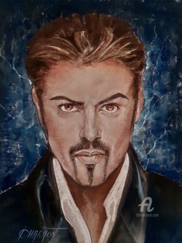 Tekening getiteld "Georges Michael" door Isabelle Derangere, Origineel Kunstwerk, Pastel