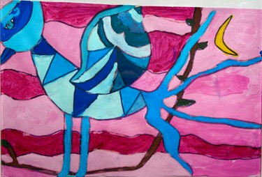 Bird of Happiness à la Chagall Pittura intitolato "Bird of Happiness à…" da Evangelina, Opera d'arte originale, Acrilico