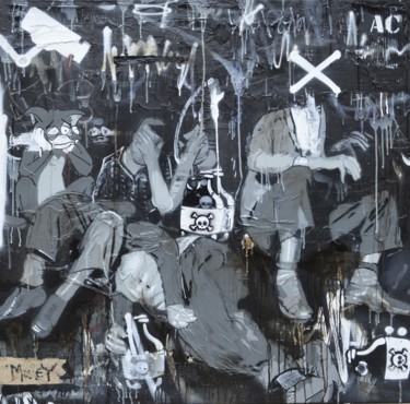 Painting titled "dark corner 3" by Ac One, Original Artwork, Spray paint Mounted on Wood Stretcher frame