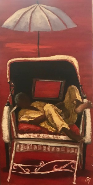 Malerei mit dem Titel "Resting - Penang -…" von Laurence Blanchard, Original-Kunstwerk, Öl