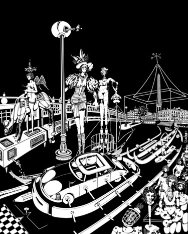 CECI EST UNE ID 19 NOIRE - THIS IS A BLACK ID 19 图画 标题为“CECI EST UNE ID 19…” 由Philippe Renou, 原创艺术品, 墨