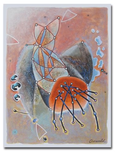 Peinture intitulée "ARLEQUIN ET LE JONG…" par Jean-Luc Osswald, Œuvre d'art originale, Huile