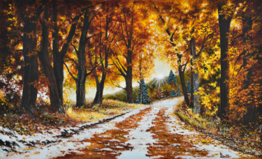 The first snow 绘画 标题为“The first snow” 由Oleg Baulin, 原创艺术品, 油