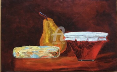 Painting titled "Fromage,poire et co…" by Mar.S, Original Artwork, Oil