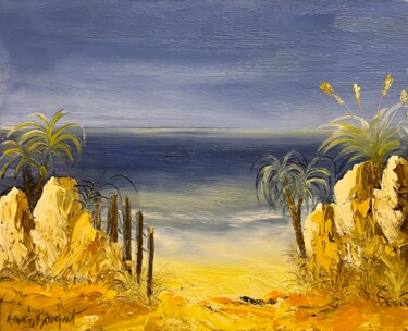 Rochers sur la plage Peinture intitulée "Rochers sur la plage" par Francis Bocquet, Œuvre d'art originale, Huile