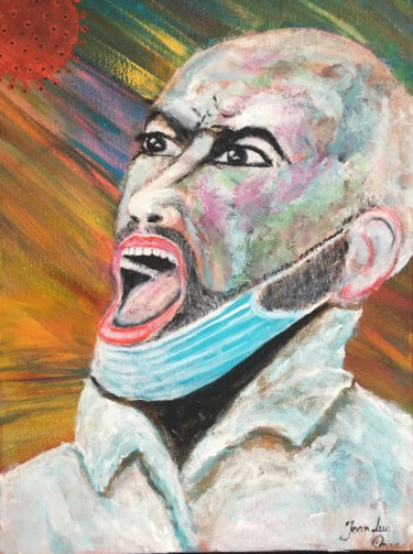 Painting titled "Le cri" by Jean Luc Onré, Original Artwork, Acrylic Mounted on Wood Stretcher frame