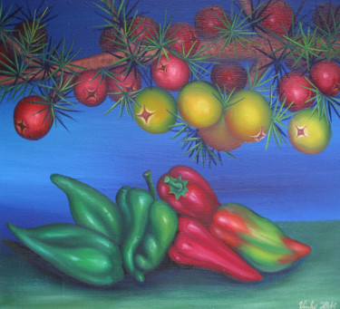 绘画 标题为“Peppers and thorns” 由Vinko Hlebs, 原创艺术品, 油