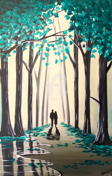 Painting titled "Forest Green 4" by Aisha Haider, Original Artwork, Acrylic