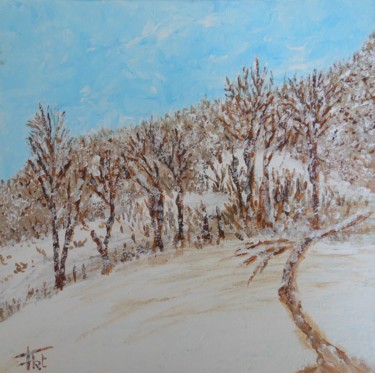 Neige sur le Verger Peinture intitulée "Neige sur le Verger" par Piroska Fekete Fkt, Œuvre d'art originale, Acrylique
