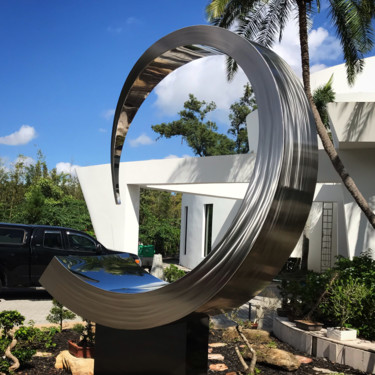 Sculpture titled "Moon Wave" by Hunter Brown, Original Artwork, Stainless Steel