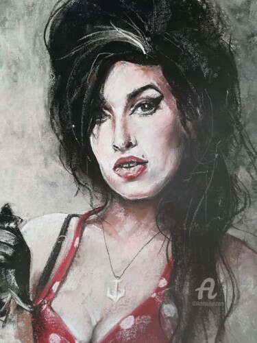 Dessin intitulée "Amy whinehouse 2" par Isabelle Derangere, Œuvre d'art originale, Pastel