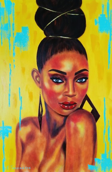 Original painting. Oil portrait woman. African woman two. 제목이 "Original painting.…"인 미술작품 Elena Tananaeva로, 원작, 기름