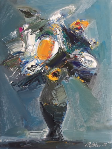 Abstract flowers (30x40cm, oil painting, palette knife) Pintura intitulada "Abstract flowers (3…" por Mateos Sargsyan, Obras de arte originais, Óleo Montado em Armação em madeira