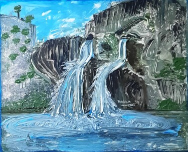 绘画 标题为“Cascades” 由Patricia M. Le Démon Du Crayon, 原创艺术品, 丙烯 安装在木质担架架上