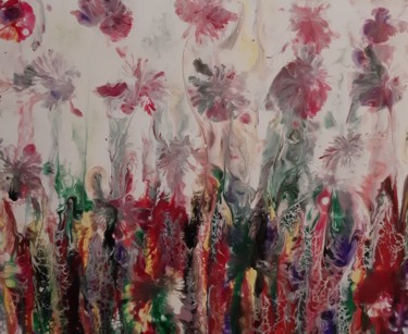 Malerei mit dem Titel "Blumenwiese" von Carola Victoria Quander, Original-Kunstwerk, Acryl