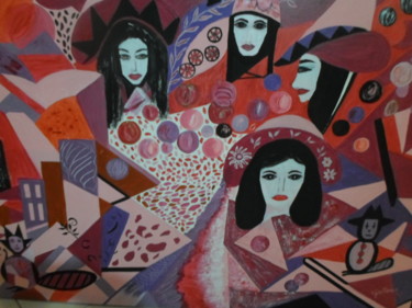 绘画 标题为“les Parisiennes” 由Marie-Françoise Gallone, 原创艺术品, 丙烯