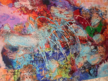 Painting titled "Paix du monde" by Marie-Françoise Gallone, Original Artwork, Acrylic Mounted on Wood Stretcher frame