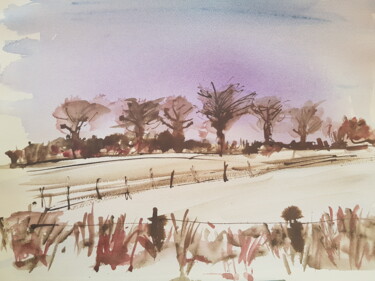 Peinture intitulée "L'hiver le long du…" par Ghislaine Rimmen-Mohl, Œuvre d'art originale, Aquarelle