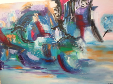 Painting titled "FEELING" by Marie-Françoise Gallone, Original Artwork, Acrylic Mounted on Wood Stretcher frame