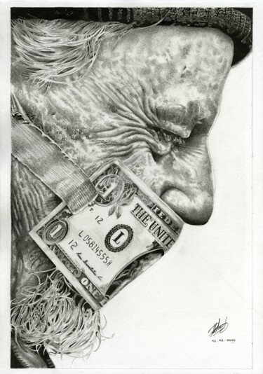 图画 标题为“$$huut” 由Baptiste Molard (ArtBat), 原创艺术品, 墨