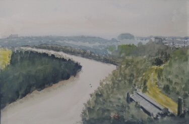 Antiga Charqueada no Rio Jacuí - Cachoeira do Sul RS Brasil Pintura intitulada "Antiga Charqueada n…" por Marçal Francisco Bacchin Fernandes, Obras de arte originais, Aquarela