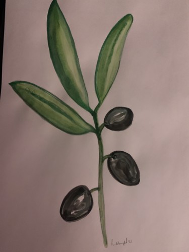 Painting titled "Olive 2" by Richard Mangold, Original Artwork, Watercolor