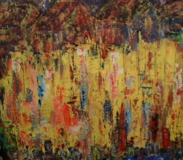 Painting titled "les calanques" by Marie-Françoise Gallone, Original Artwork, Acrylic Mounted on Wood Stretcher frame