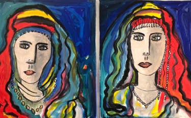 Portraits 1 et 2 de femmes orientales Peinture intitulée "Portraits 1 et 2 d…" par Serge Berry, Œuvre d'art originale, Acrylique