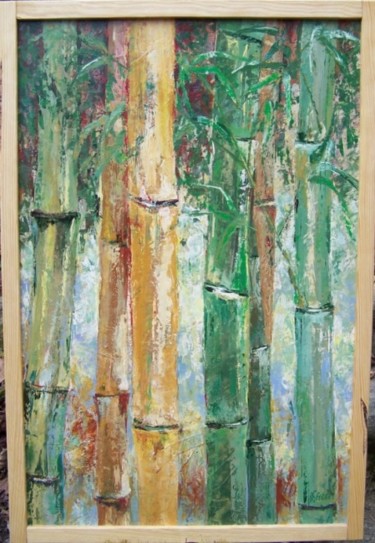 Peinture intitulée "bambou" par Anne-Frédérique Ferret, Œuvre d'art originale, Huile