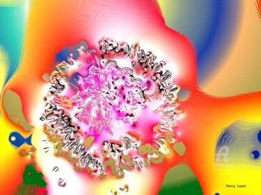 Digital Arts titled "ABSTRACTION 150121" by Nancy Lopez, Original Artwork, Digital Painting Mounted on Wood Stretcher frame