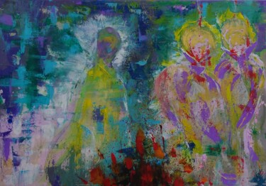 绘画 标题为“sacred meeting” 由Ana Maria Guta, 原创艺术品, 丙烯 安装在木质担架架上