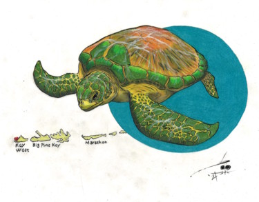 Tekening getiteld "Key West" door John Creekmore, Origineel Kunstwerk, Inkt