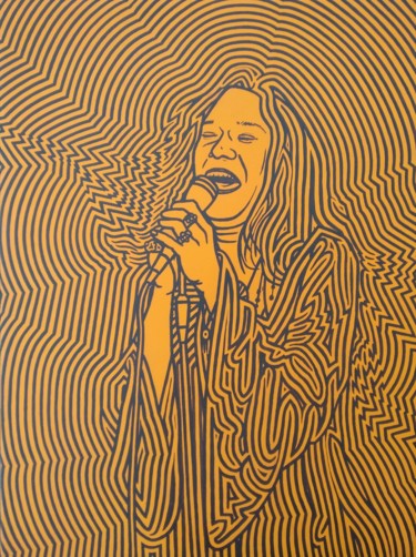绘画 标题为“Janis Joplin” 由Marco Ugoni, 原创艺术品, 丙烯 安装在木质担架架上
