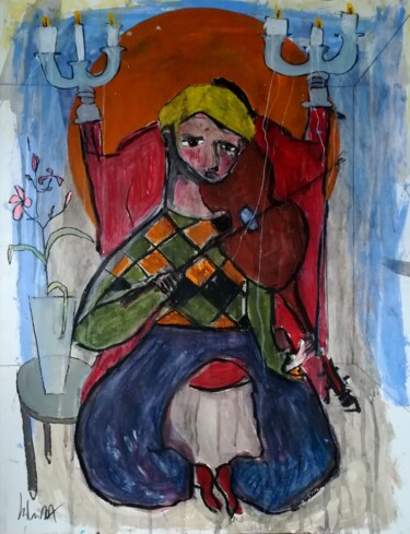 Peinture intitulée "LE VIOLON" par Pascal Briba, Œuvre d'art originale, Acrylique
