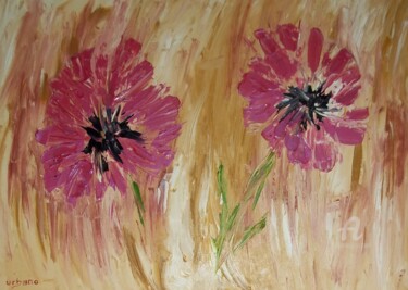 Painting titled "Flores Rosadas de P…" by Roberto Urbano, Original Artwork, Oil