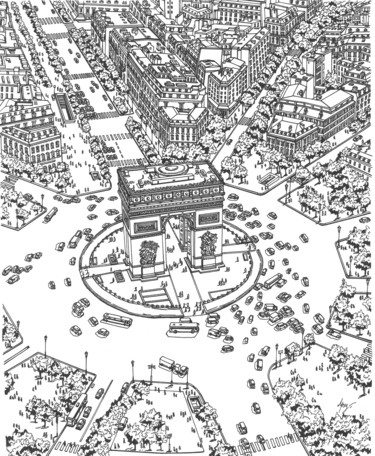 Drawing titled "Arch De Triumph" by Lera Ryazanceva, Original Artwork, Ink