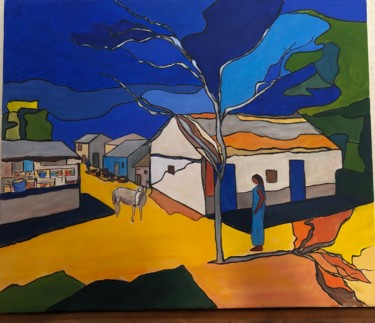 Painting titled "Petit village du Ke…" by Monique Burtey, Original Artwork, Acrylic