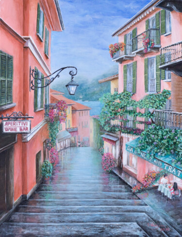 Bellagio. A walk after the rain. Painting titled "Bellagio. A walk af…" by Galina Vasiljeva, Original Artwork, Acrylic