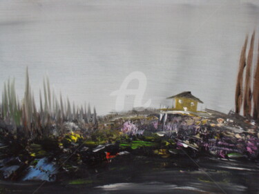 Naïveté d'un paysage rêvé en hiver Peinture intitulée "Naïveté d'un paysag…" par Nelly Carnet, Œuvre d'art originale, Acrylique Monté sur Châssis en bois