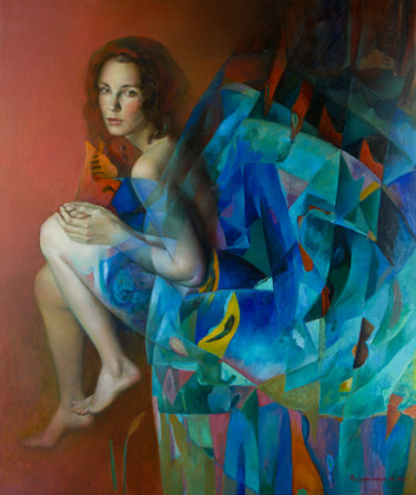 Blue dream Painting titled "Blue dream" by Marina Podgaevskaya, Original Artwork, Oil Mounted on Wood Stretcher frame