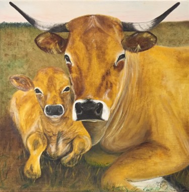 绘画 标题为“Les Belles d'Aubrac” 由Geneviève Madrigal, 原创艺术品, 油