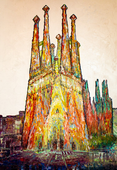 绘画 标题为“Barcelona. Sagrada…” 由Natalia Shchipakina, 原创艺术品, 油 安装在木质担架架上