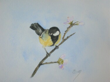 PRINTEMPS 2 - Aquarelle Originale Unique Painting titled "PRINTEMPS 2 - Aquar…" by Eliane Morvan (CREADELI "les petits bonheurs d'Eli"), Original Artwork, Watercolor