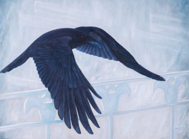 Seeker - Guardian. Crow Painting titled "Seeker - Guardian.…" by Galina Vasiljeva, Original Artwork, Oil