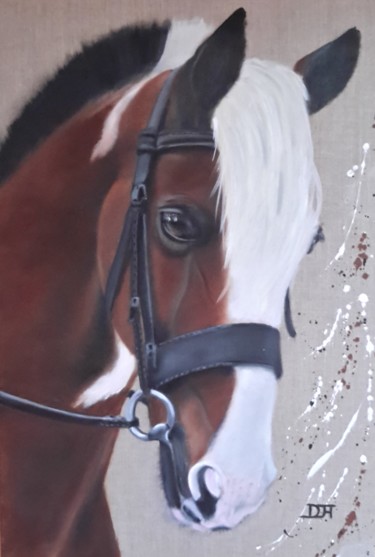 제목이 "Cheval marron blanc"인 미술작품 Denise-Jane Hosotte로, 원작, 기름